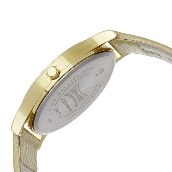 Glitterati Champagne Dial Leather Strap Watch for Women - image number 1