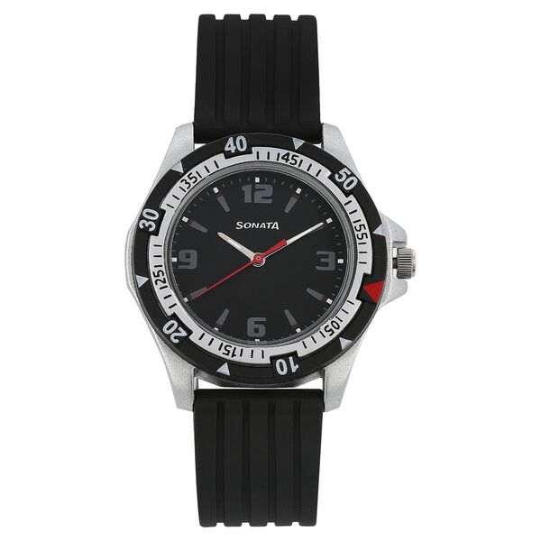 SF Quartz Analog Black Dial Plastic Strap Watch for Men - image number 0