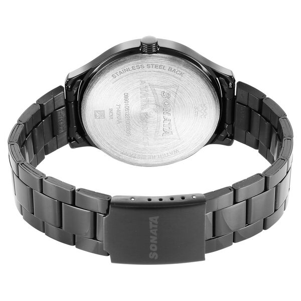 Sonata Quartz Multifunction Black Dial Stainless Steel Strap Watch for Men - image number 3