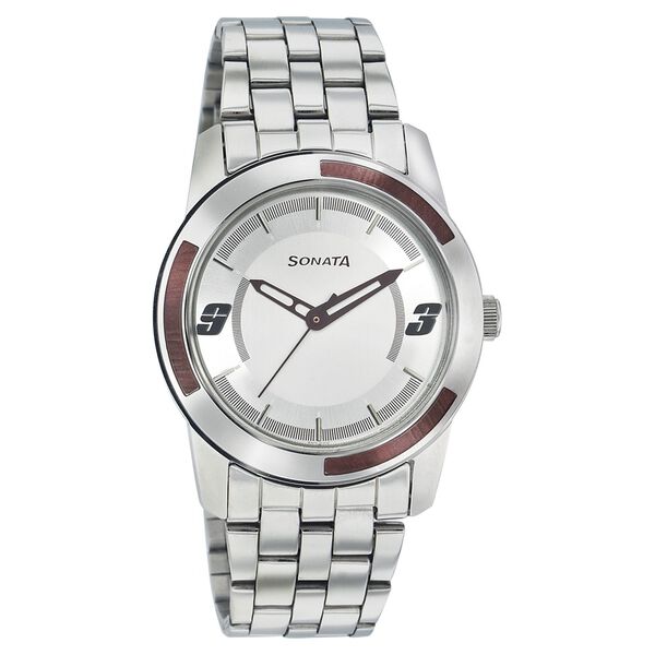 Sonata Quartz Analog Silver Dial Strap Watch for Men - image number 0