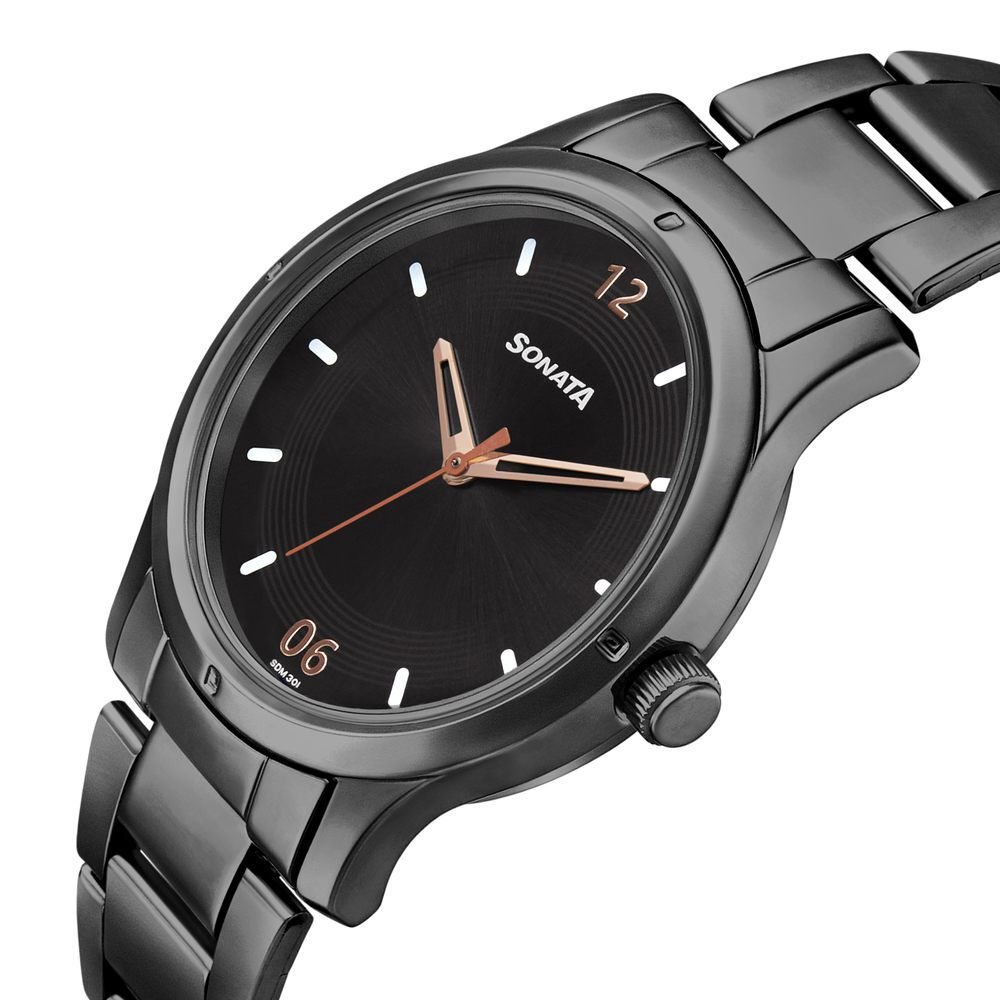 Sonata analog black dial women's watch outlet