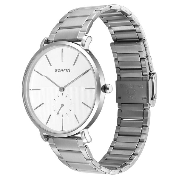 Sonata Ascent Quartz Analog White Dial Stainless Steel Strap Watch For Men - image number 2