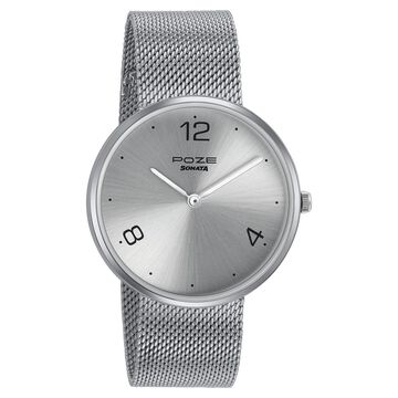 Sonata Poze Quartz Analog Silver dial Metal Strap Watch for Men
