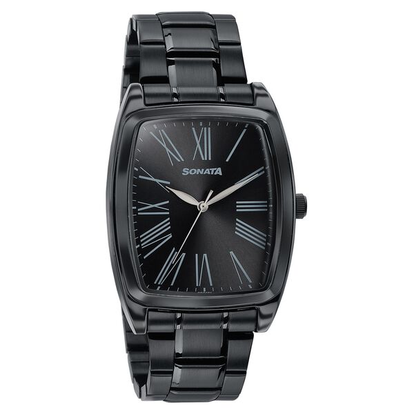 Sonata Ascent Black Tonneau Watch for Men - image number 1