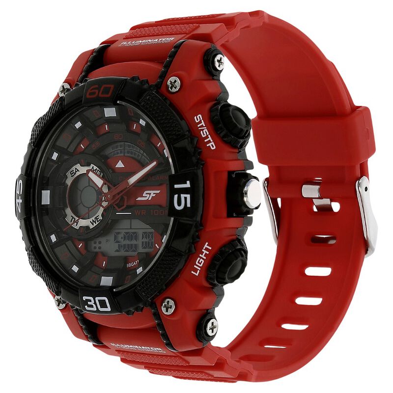 Buy Online SF Quartz Analog Digital Black Dial Plastic Strap Watch