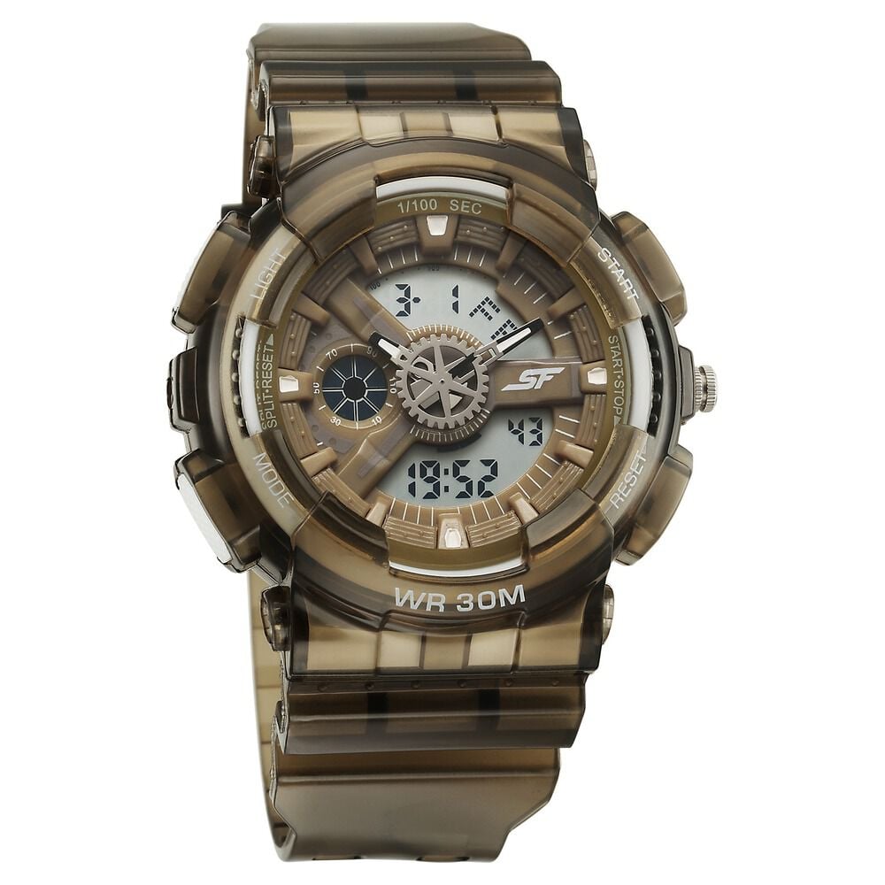Sonata SF Spectra Quartz Digital Brown Dial Translucent Brown Polyether Strap Watch For Men-image-49