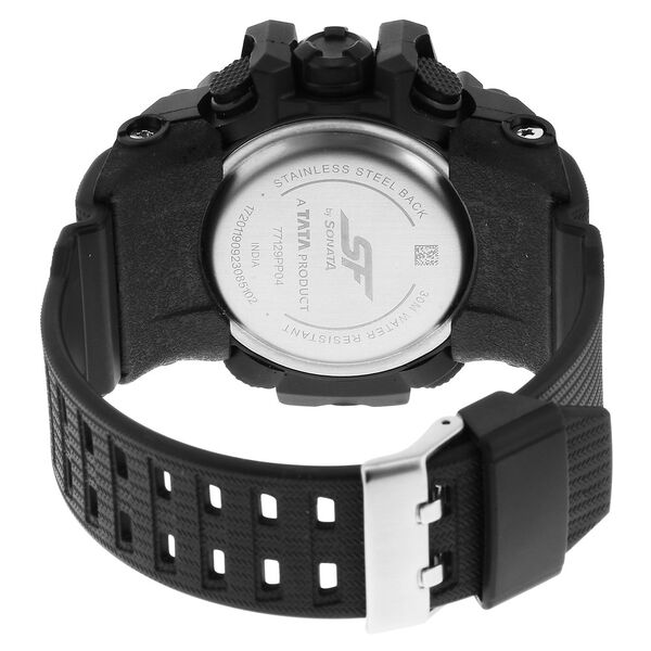 SF Sparq Quartz Digital Analog Digital Black Round Round Shaped Dial Black PU Strap Watch For Men - image number 3