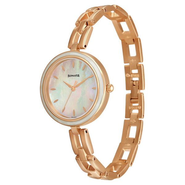 Sonata Wedding Mother of Pearl Dial Women Watch With Metal Strap - image number 1