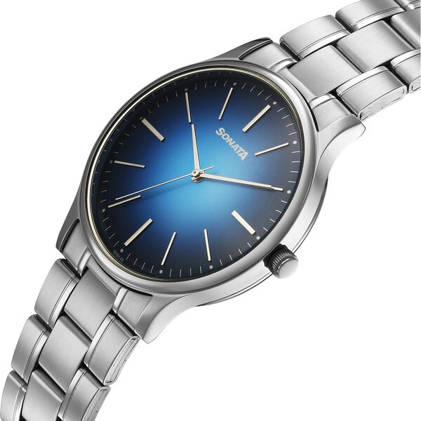 Sonata Aspire Quartz Analog Blue Dial Stainless Steel Strap Watch For Men - image number 2