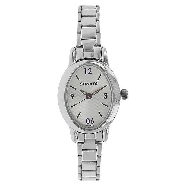 Sonata Quartz Analog Silver Dial Stainless Steel Strap Watch for Women - image number 0