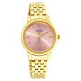 Sonata Classic Gold Black Dial Metal Strap Watch for Women