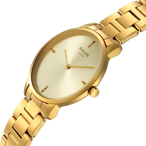 Sonata Sleek Women Silver Dial Blush Pink Leather Strap Watch - image number 2