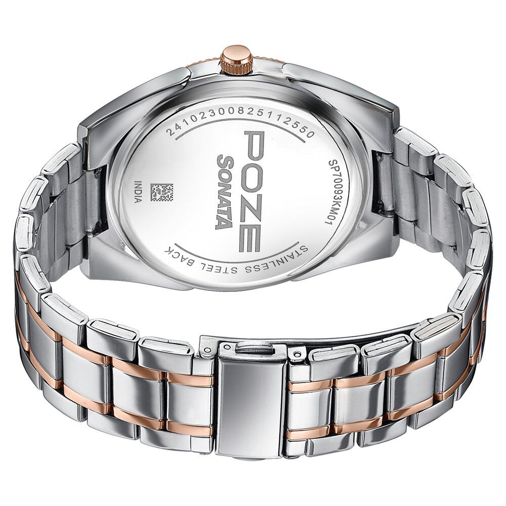 Buy Online Poze By Sonata Quartz Analog Silver Dial Two Toned