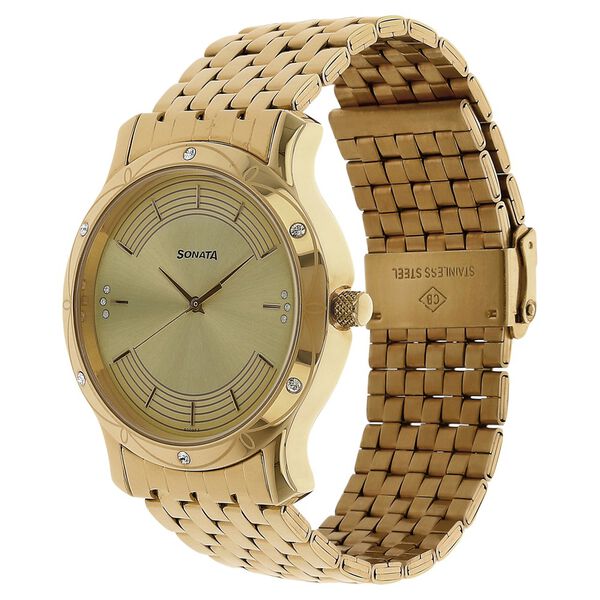 Sonata Quartz Analog Champagne Dial Stainless Steel Strap Watch for Men - image number 1