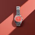 Sonata Poze Quartz Analog Orange Dial Silver Metal Strap Watch For Men - image number 0