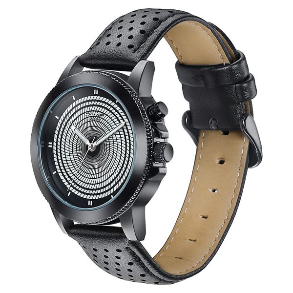 Poze By Sonata Quartz Analog Black Dial Black PU Leather Strap Watch For Men - image number 4