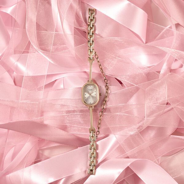 Poze By Sonata Quartz Analog Pink Dial Rose Gold Metal Strap Watch For Women - image number 0