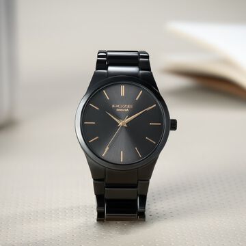 Sonata Poze Quartz Analog Black Round Dial Black Metal Strap Watch For Men
