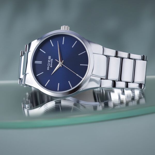Sonata Poze Quartz Analog Blue Dial Metal Strap Watch for Men - image number 0