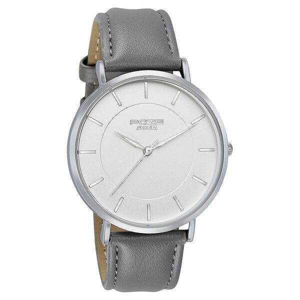 Sonata Poze Quartz Analog White Dial Leather Strap Watch for Men - image number 2