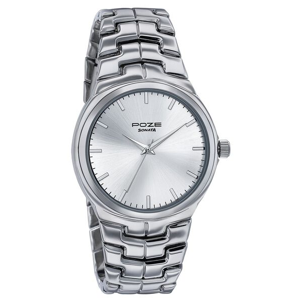 Sonata Poze Quartz Analog Silver Dial Metal Strap Watch For Men - image number 1