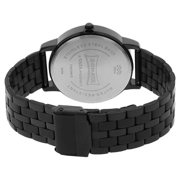 Sonata Quartz Analog Black Dial Stainless Steel Strap Watch for Men - image number 3