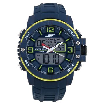 SF Quartz Analog Digital Dial Silicone Strap Watch for Men