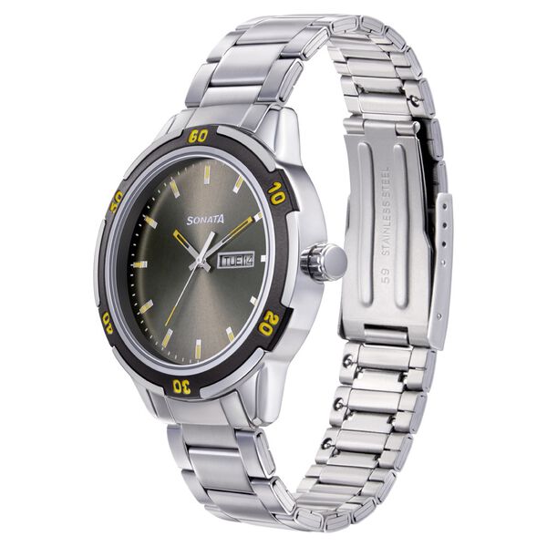 Sonata Quartz Analog with Day and Date Grey Dial Metal Strap Watch for Men - image number 1