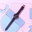 Sonata Poze Quartz Analog Purple Dial Leather Strap Watch For Women - image number 0