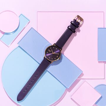 Sonata Poze Quartz Analog Purple Dial Leather Strap Watch For Women