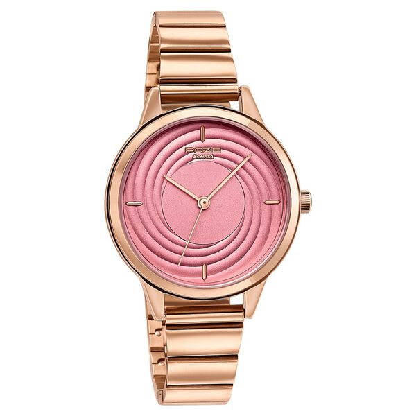 Sonata Poze Quartz Analog Pink Dial Stainless Steel Strap Watch For Women - image number 2