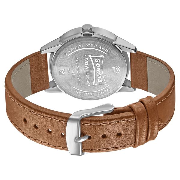 Sonata Quartz Multifunction Blue Dial Leather Strap Watch for Men - image number 3