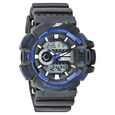SF Quartz Analog Digital Black Dial PU Strap Watch for Men