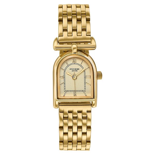 Poze By Sonata Quartz Analog Golden Dial Golden Metal Watch And Jewellery Combo For Women - image number 1