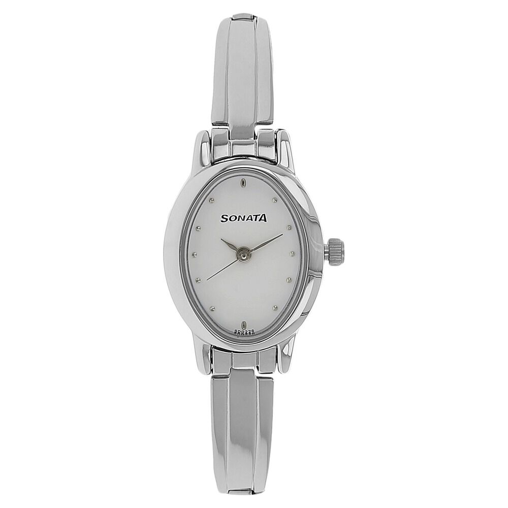 Buy Online Sonata Quartz Analog White Dial Stainless Steel Strap Watch for Women ns8100sm01 Sonata