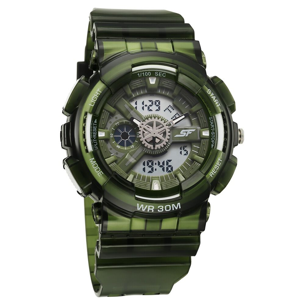 Sonata SF Spectra Quartz Digital Green Dial Translucent Green Polyether Strap Watch For Men-image-19