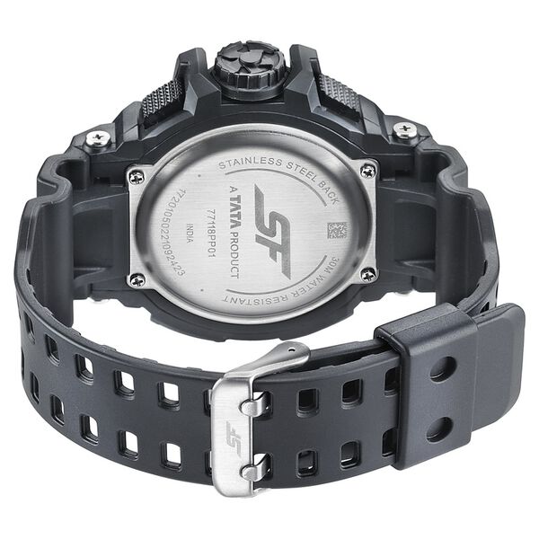 SF Quartz Analog Digital Black Dial PU Strap Watch for Men - image number 3