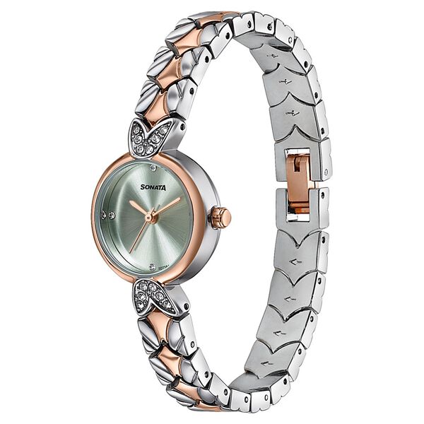 Women's Vintage style pastel green dial Bracelet Watch - image number 2