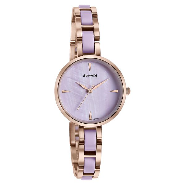 Sonata Wedding Edit Quartz Analog Purple Dial Stainless Steel With Acetate Strap Watch For Women - image number 2
