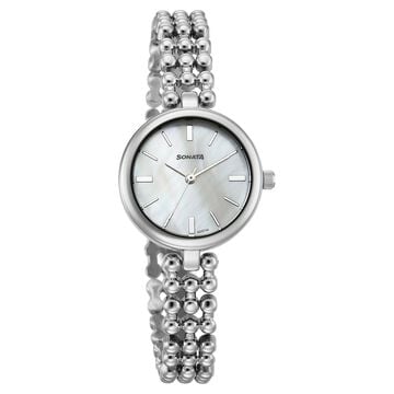 Sonata Festive Quartz Analog White Dial Metal Strap Watch For Women
