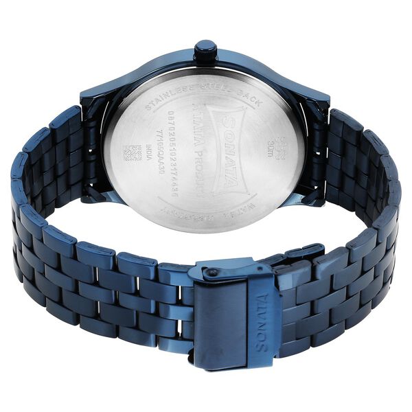 Sonata Blues Quartz Analog Blue Dial Metal Strap Watch for Men - image number 3
