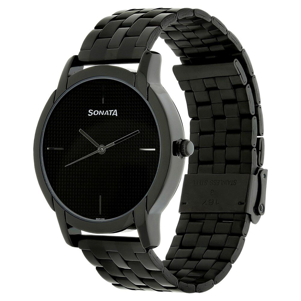 Sonata black chain watch cheap