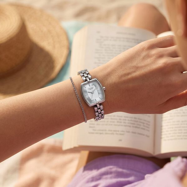 Poze Poze Quartz Analog Silver Dial Silver Metal Strap Watch For Women - image number 7