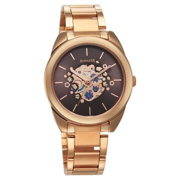Sonata Unveil Quartz Multifunction Grey Dial Stainless Steel Strap Watch for Women