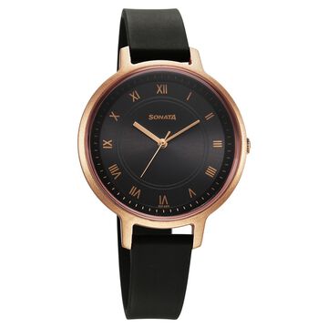 Sonata Splash Quartz Analog Black Dial Plastic Strap Watch for Women