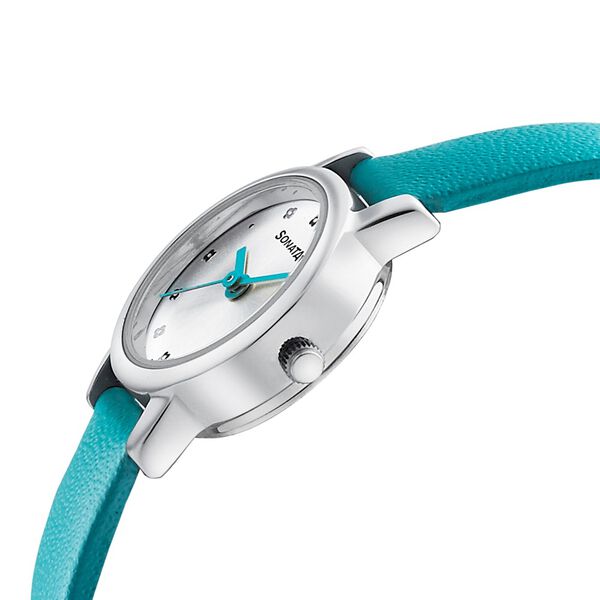 Sonata Floral Folkart Silver Dial Women Watch With Leather Strap - image number 2