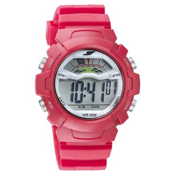 SF Digital Dial Red PU Strap Watch for Men