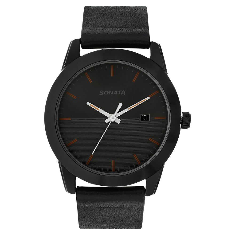 Sonata watches black cheap
