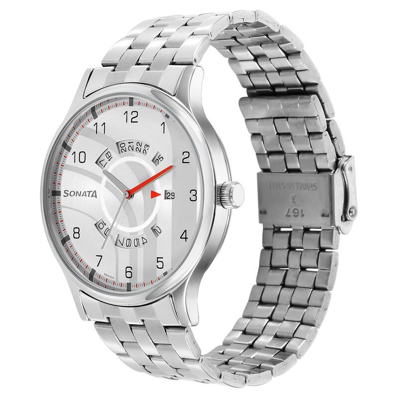 Sonata RPM Silver Dial Stainless Steel Strap Watch for Men - image number 1