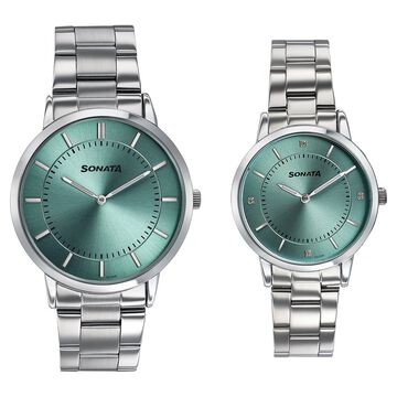 Sonata Soulmates Sage Green Dial Couple Watch